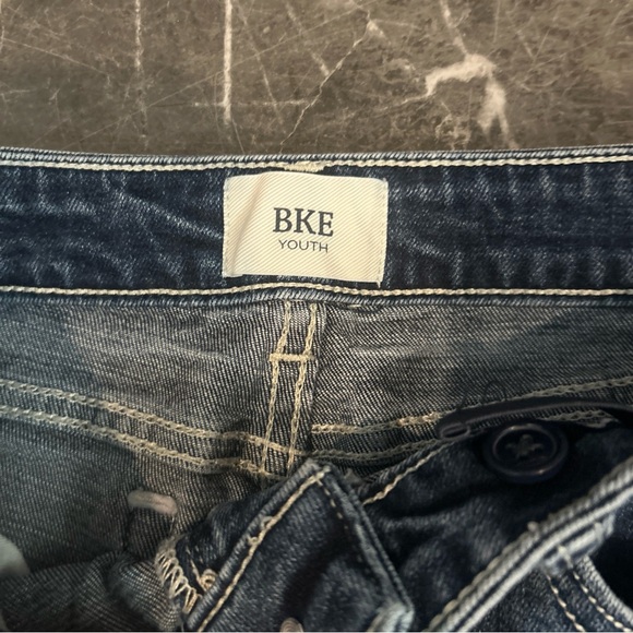 BKE Dark Blue Jean Shorts with Frayed Hem - Picture 2 of 7
